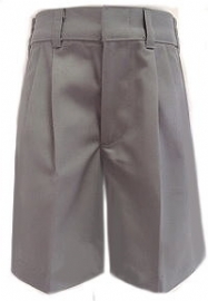 Boys Husky Pleated  Light Grey Uniform Shorts