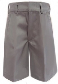 Boys Flat Front  Adjustable Waist Gray School Shorts