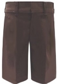 Young Mens Flat Front Brown School Uniform Shorts