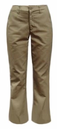 Flared Adjustable Waist Uniform Pants in Khaki