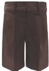 Boys Husky Adjustable Waist Brown School Uniform Shorts
